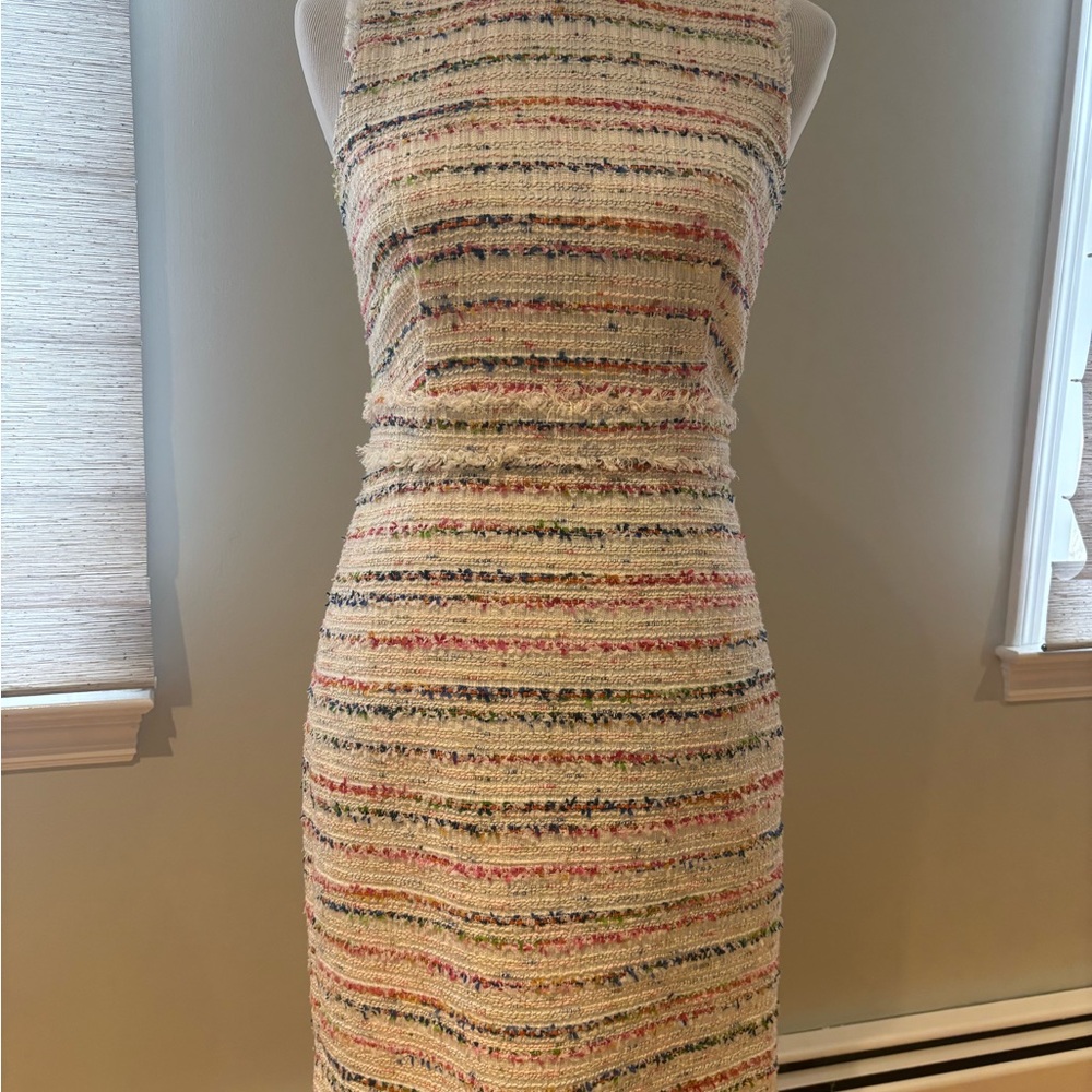 J. Crew White Multicolor Striped  Dress